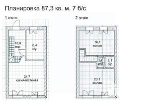 Таунхаус 87м², 2-этажный, участок 2 сот.  