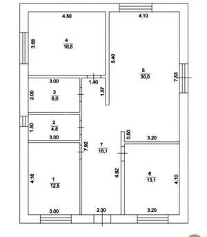 Дом 110м², 1-этажный, участок 7 сот.  