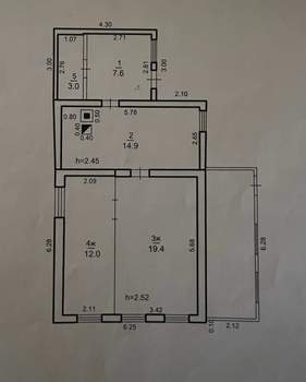 Дом 57м², 1-этажный, участок 3 сот.  