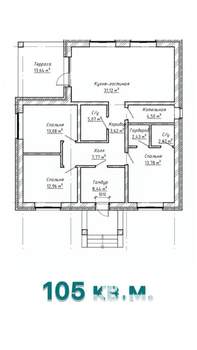 Дом 105м², 1-этажный, участок 5 сот.  