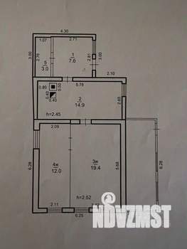 Дом 57м², 1-этажный, участок 3 сот.  