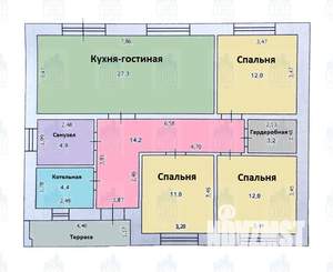 Дом 98м², 1-этажный, участок 6 сот.  