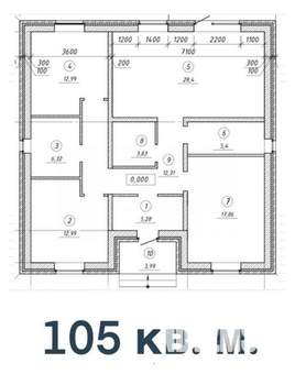 Дом 105м², 1-этажный, участок 5 сот.  