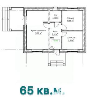 Дача 65м², 1-этажный, участок 144 сот.  