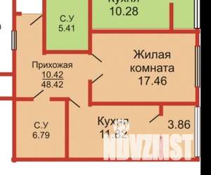1-к квартира, на длительный срок, 48м2, 7/17 этаж