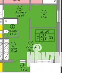 2-к квартира, на длительный срок, 45м2, 2/13 этаж