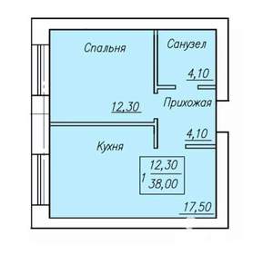 1-к квартира, вторичка, 38м2, 2/4 этаж