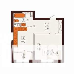 1-к квартира, строящийся дом, 41м2, 2/17 этаж