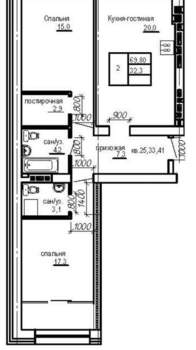 2-к квартира, вторичка, 70м2, 2/4 этаж