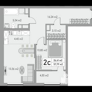 2-к квартира, вторичка, 58м2, 8/10 этаж