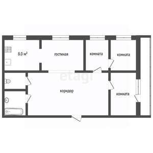4-к квартира, вторичка, 75м2, 5/9 этаж