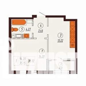 1-к квартира, строящийся дом, 38м2, 2/17 этаж