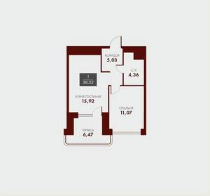 1-к квартира, вторичка, 38м2, 4/15 этаж