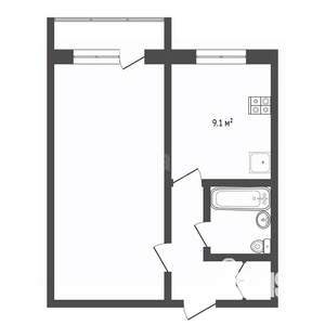 1-к квартира, вторичка, 37м2, 9/9 этаж