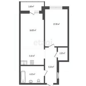 2-к квартира, вторичка, 53м2, 16/19 этаж