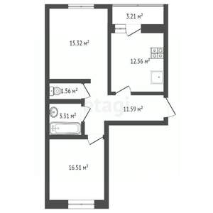 2-к квартира, вторичка, 60м2, 4/11 этаж