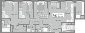 4-к квартира, строящийся дом, 96м2, 3/10 этаж