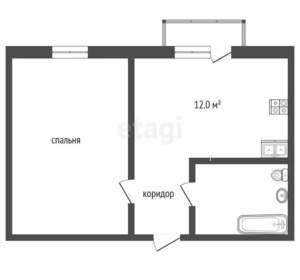 1-к квартира, вторичка, 30м2, 4/4 этаж