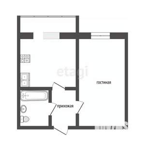 1-к квартира, вторичка, 51м2, 1/3 этаж