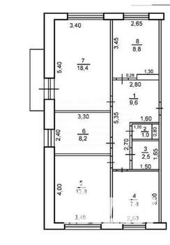 4-к квартира, вторичка, 70м2, 2/5 этаж