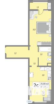 1-к квартира, вторичка, 33м2, 10/17 этаж