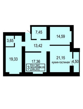 3-к квартира, вторичка, 99м2, 6/17 этаж