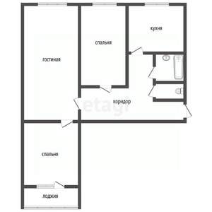 3-к квартира, вторичка, 60м2, 9/9 этаж