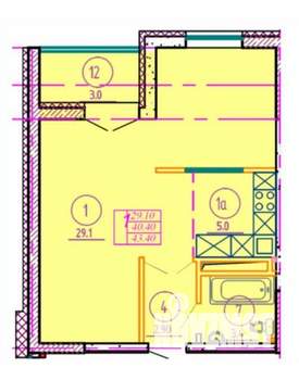 1-к квартира, вторичка, 43м2, 9/10 этаж