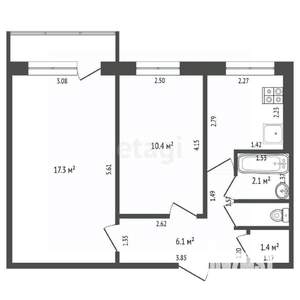2-к квартира, вторичка, 44м2, 4/5 этаж