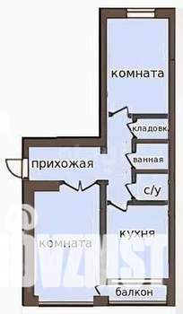 2-к квартира, вторичка, 51м2, 1/5 этаж