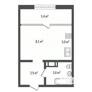 Студия квартира, вторичка, 27м2, 6/13 этаж