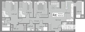 4-к квартира, строящийся дом, 97м2, 2/10 этаж