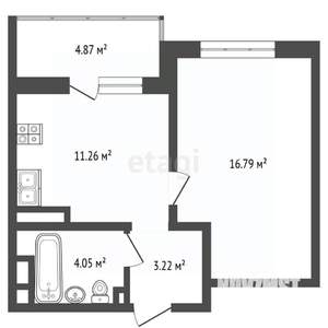 1-к квартира, вторичка, 38м2, 11/12 этаж