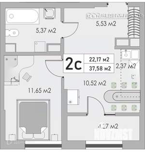 2-к квартира, вторичка, 38м2, 6/11 этаж