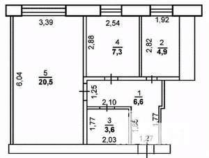 2-к квартира, вторичка, 50м2, 3/5 этаж