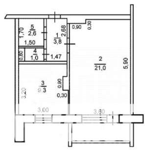 1-к квартира, вторичка, 38м2, 12/16 этаж