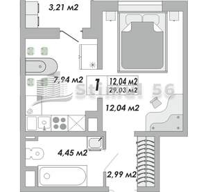 1-к квартира, вторичка, 29м2, 8/15 этаж