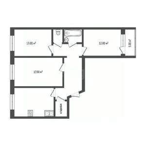 3-к квартира, вторичка, 66м2, 8/9 этаж