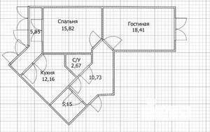 2-к квартира, вторичка, 65м2, 15/19 этаж
