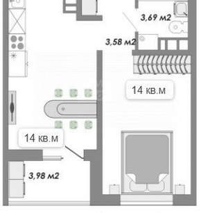 1-к квартира, вторичка, 38м2, 9/12 этаж