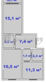 3-к квартира, вторичка, 59м2, 11/17 этаж