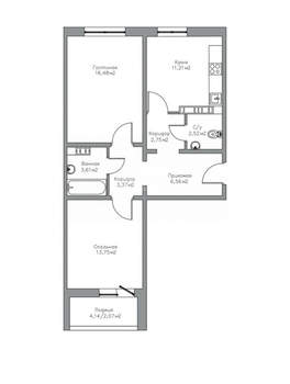 2-к квартира, вторичка, 62м2, 8/17 этаж