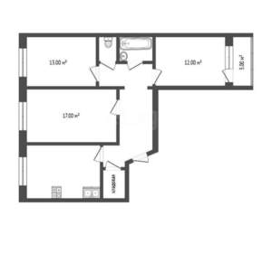 3-к квартира, вторичка, 66м2, 8/9 этаж