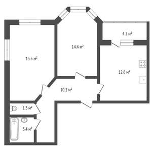 2-к квартира, вторичка, 59м2, 6/17 этаж
