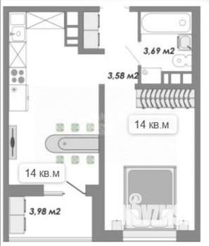 1-к квартира, вторичка, 38м2, 9/12 этаж