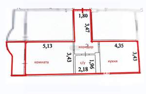1-к квартира, вторичка, 47м2, 11/17 этаж