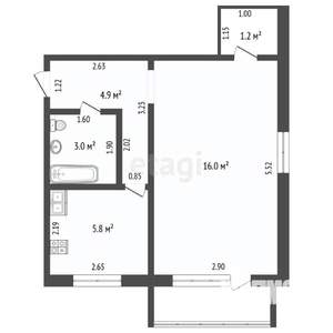 1-к квартира, вторичка, 31м2, 4/4 этаж
