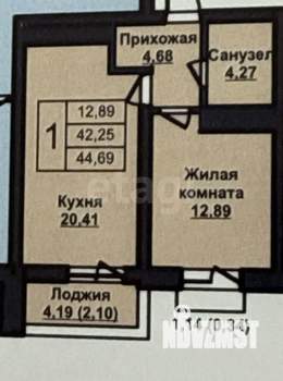 1-к квартира, вторичка, 42м2, 12/12 этаж