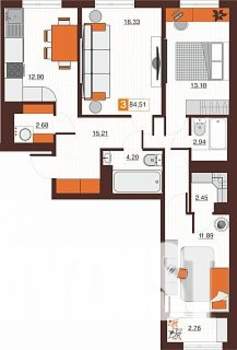 3-к квартира, вторичка, 85м2, 2/17 этаж