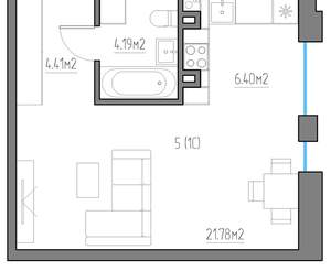 Студия квартира, вторичка, 37м2, 2/11 этаж